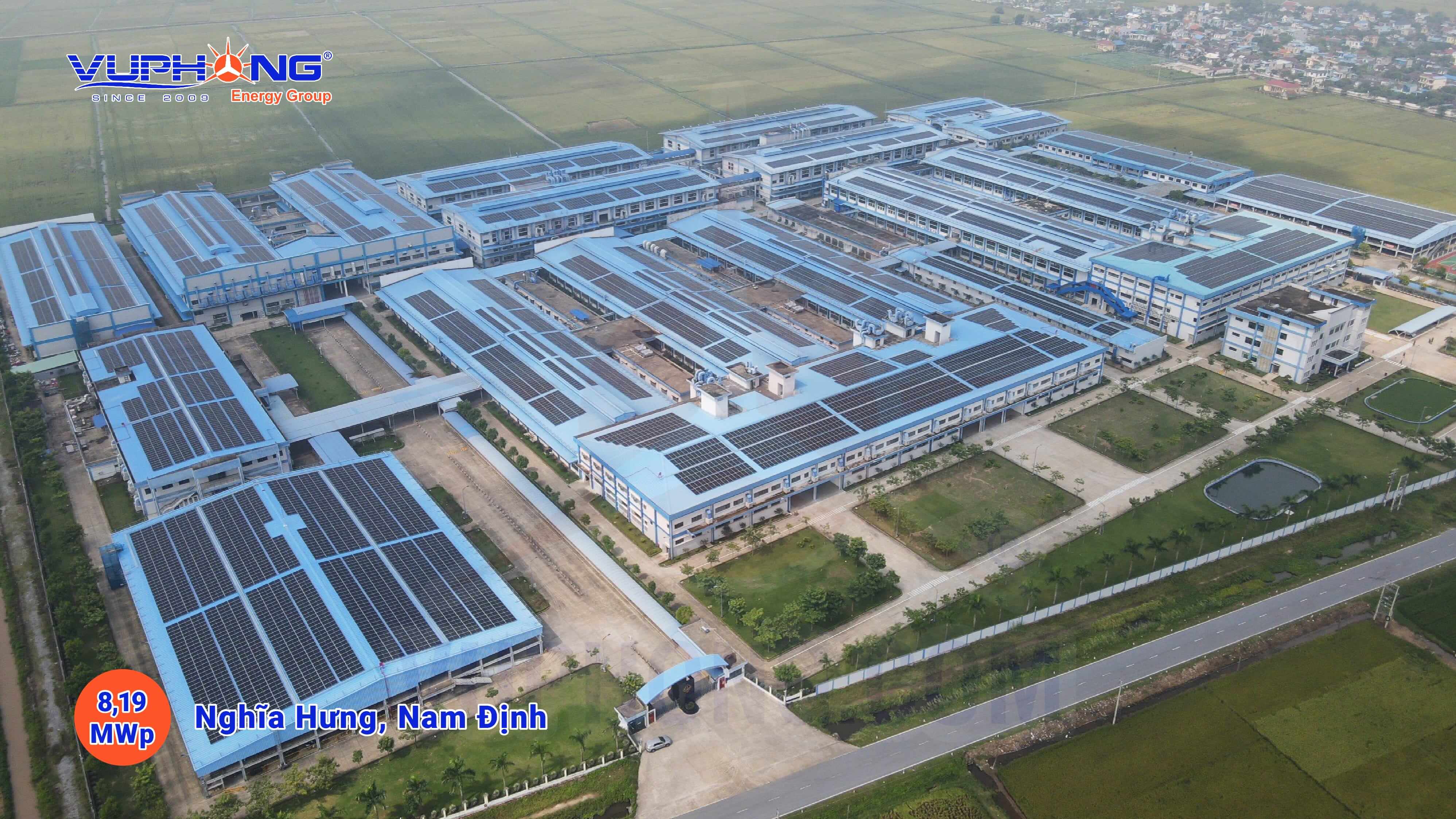 The rooftop solar energy project at Vietnam Golden Victory’s factory.